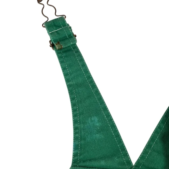 Vintage 90s Y2K Kids Green Dinosaur Denim Shortalls Boys 4T Cotton Overalls - Picture 6 of 9